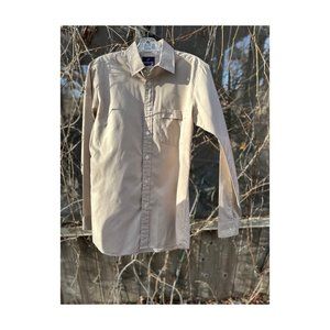 Vintage 90s Daniel Hechter Tan Shirt Button Up Durable Press Sz 15